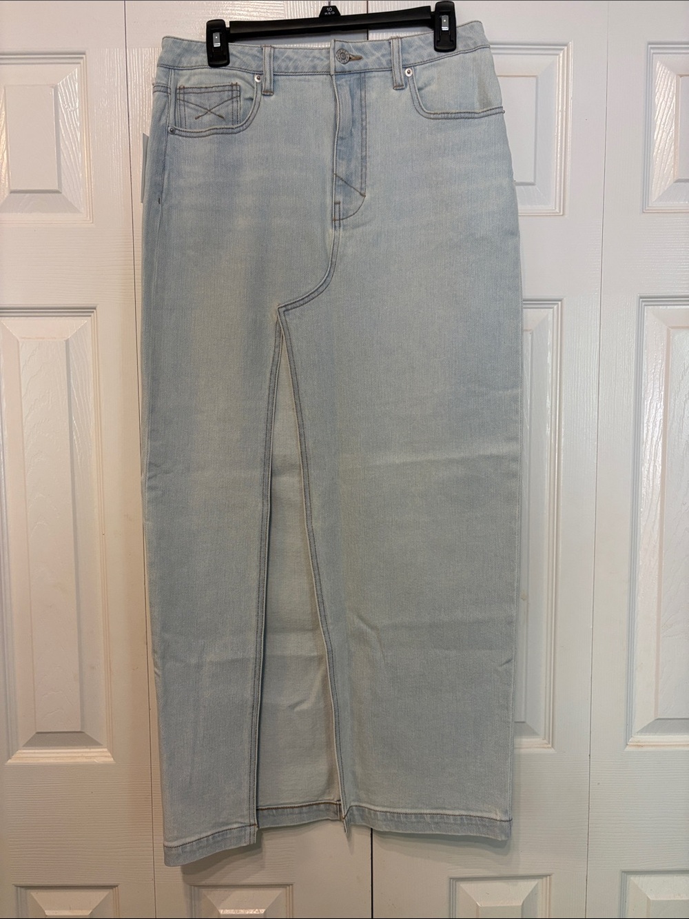 Light Blue Straight Leg Denim Skirt 794